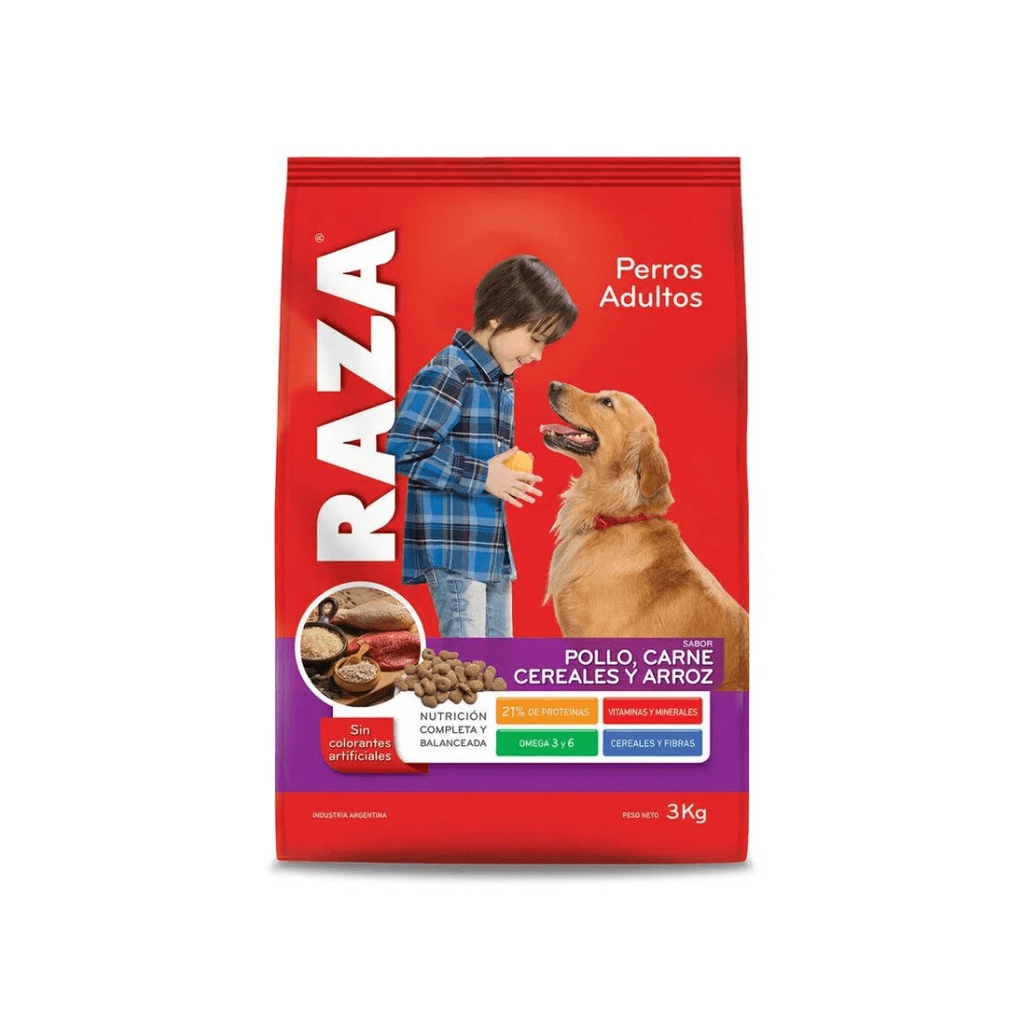 Raza Dog Adulto Pollo, Carne, Cereales y Arroz 21kg