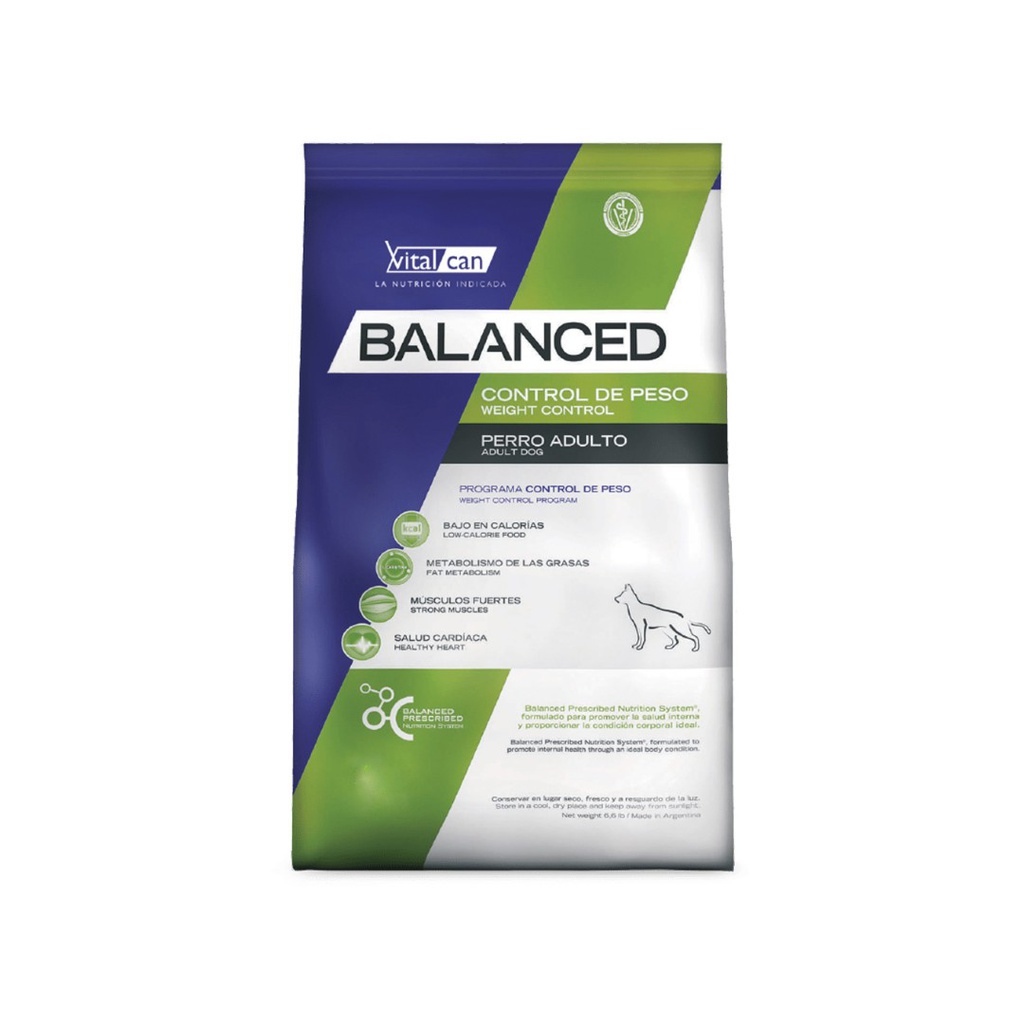 Vital Balanced Dog Control Peso x 20 kg.