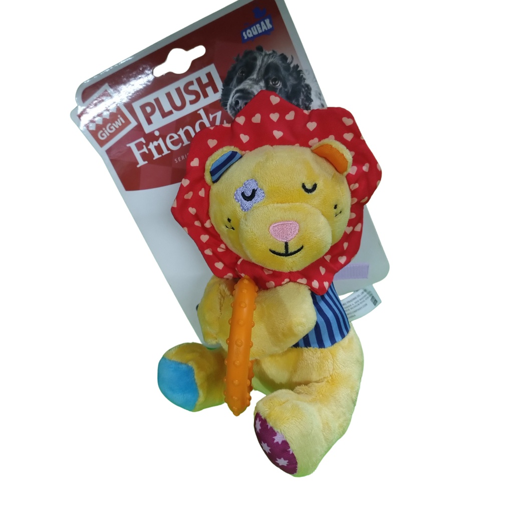 GIGWI PLUSH FRIENDZ LION TPR RING (+)