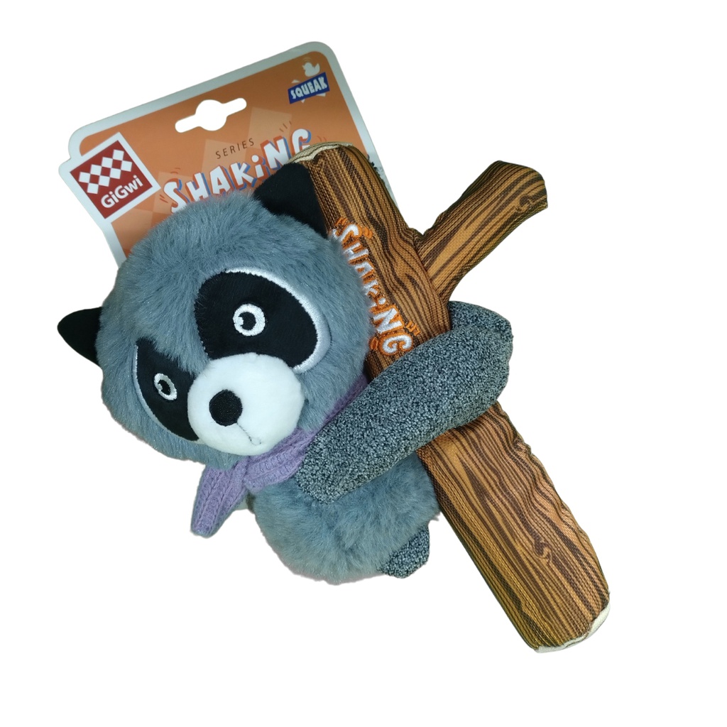 GIGWI RACOON PLUSH DOG TOY W/SQUEAKER (+)