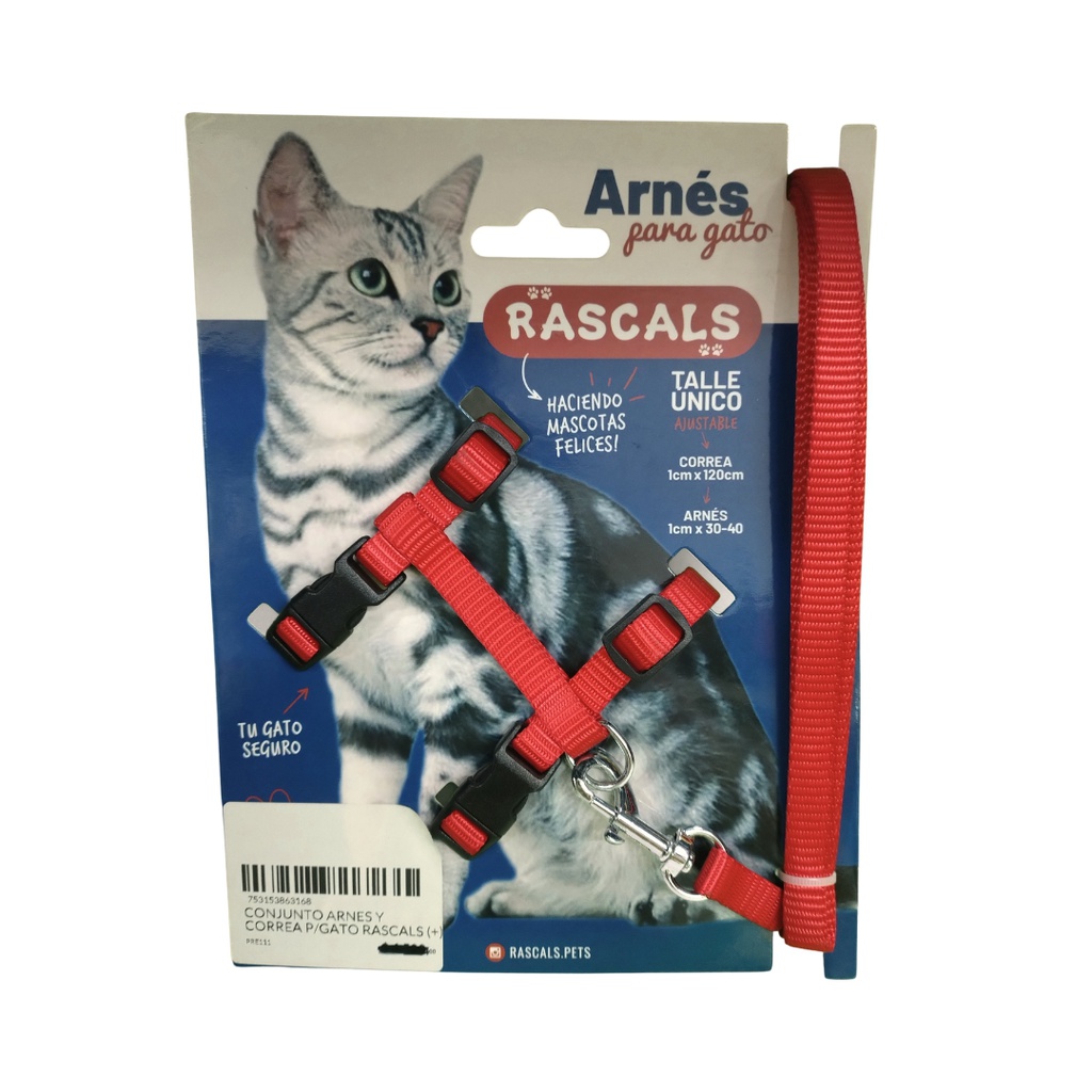 CONJUNTO ARNES Y CORREA P/GATO RASCALS (+)