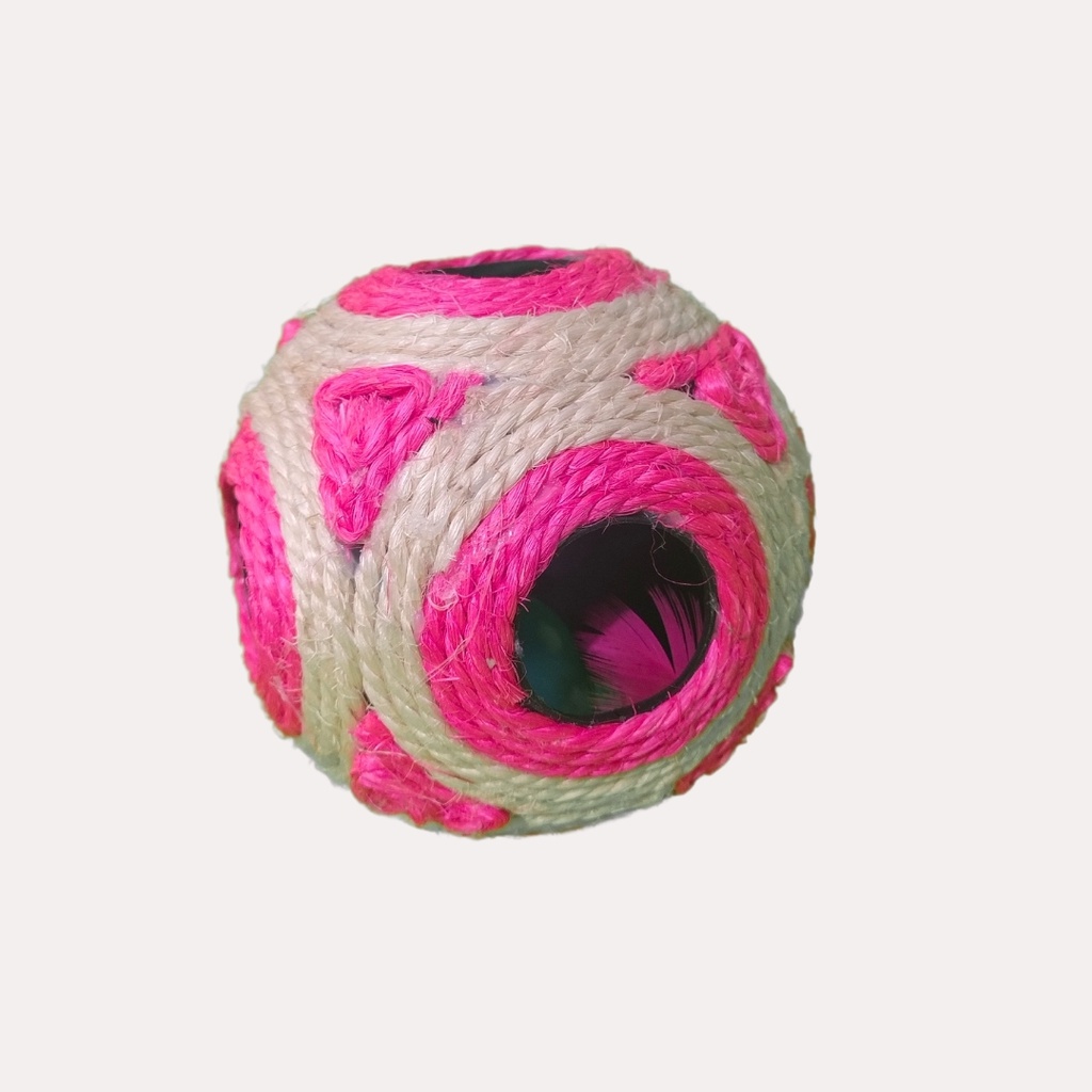 CILINDRO HILO SISAL GRANDE C/PELOTA Y PLUMAS (R)