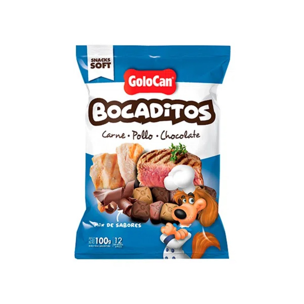 GOLOCAN BOCADITO FINO X 100 GRS CARNE, POLLO, CHOCO (+)