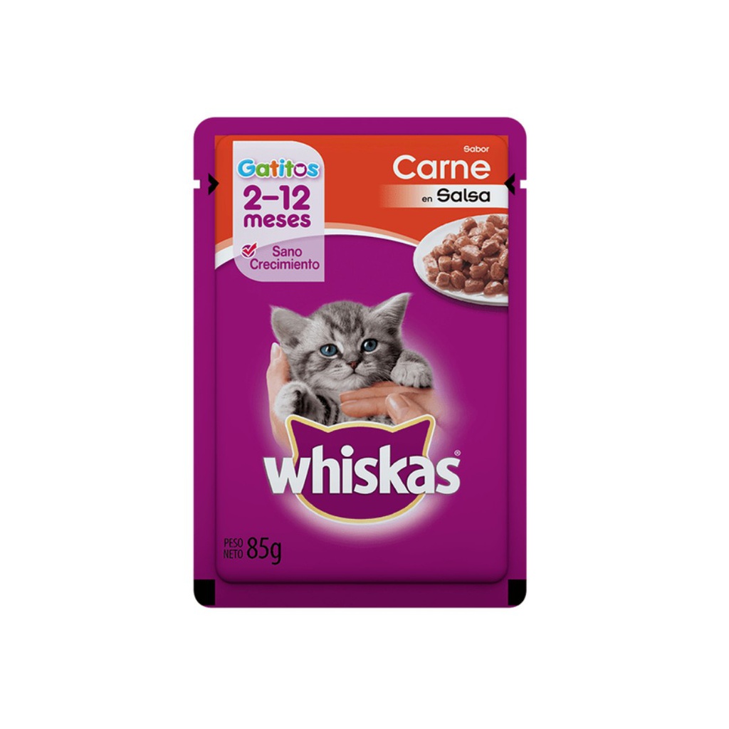 POUCH WHISKAS GATITO CARNE SALSA 2x12x85G