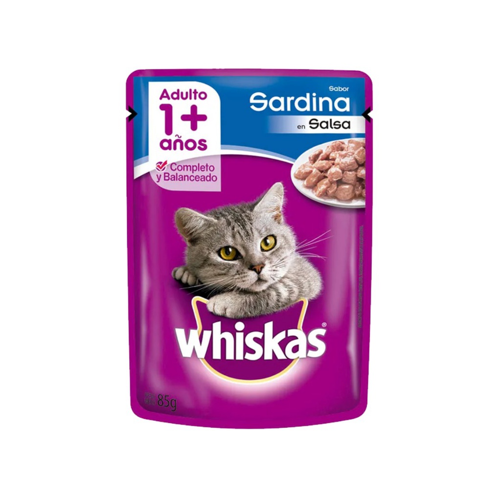 POUCH WHISKAS ADUL SARDINA SALSA 24x85GR