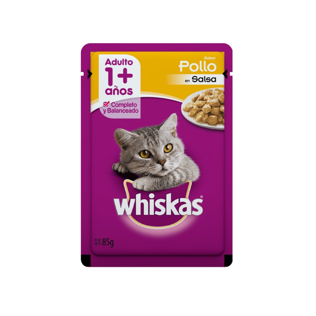 POUCH WHISKAS ADUL POLLO SALSA 24x85GR