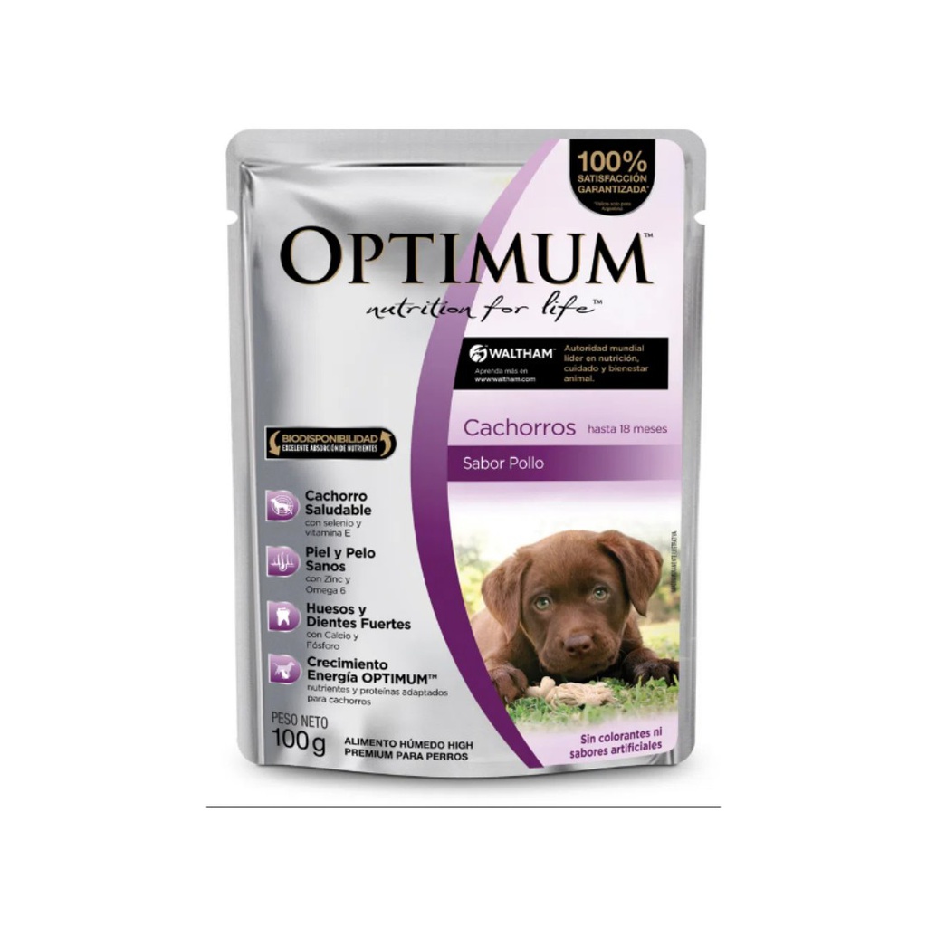 POUCH OPTIMUM CACHORRO POLLO 12X100G