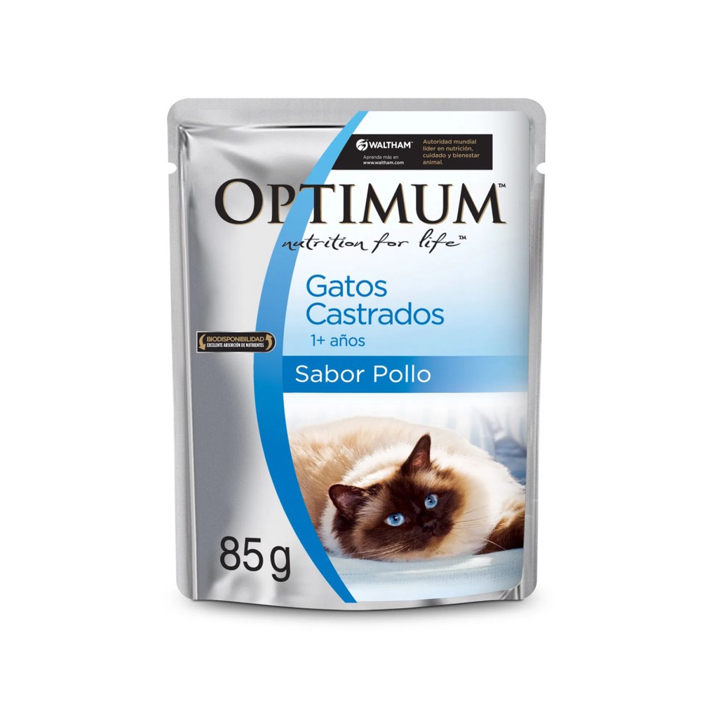 OPTIMUM SOBRE Cat CASTRADOS POLLO 12X85G