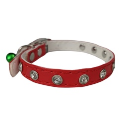 [OP010] COLLAR P/GATO CUERINA C/STRASS C/CASCABEL (R)