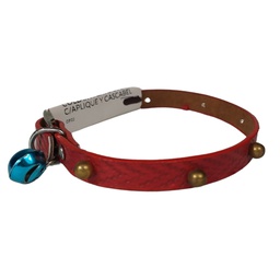 [OP22] COLLAR P/GATO CUERO C/APLIQUE Y CASCABEL